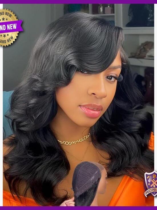 Human Hair Wig 20 Inch Loose Body Wave Pre Cut Lace Glueless No Slip